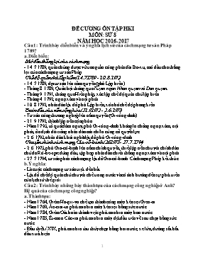Đề cương ôn tập học kì I Lịch sử lớp 8 - Năm học 2011-2012